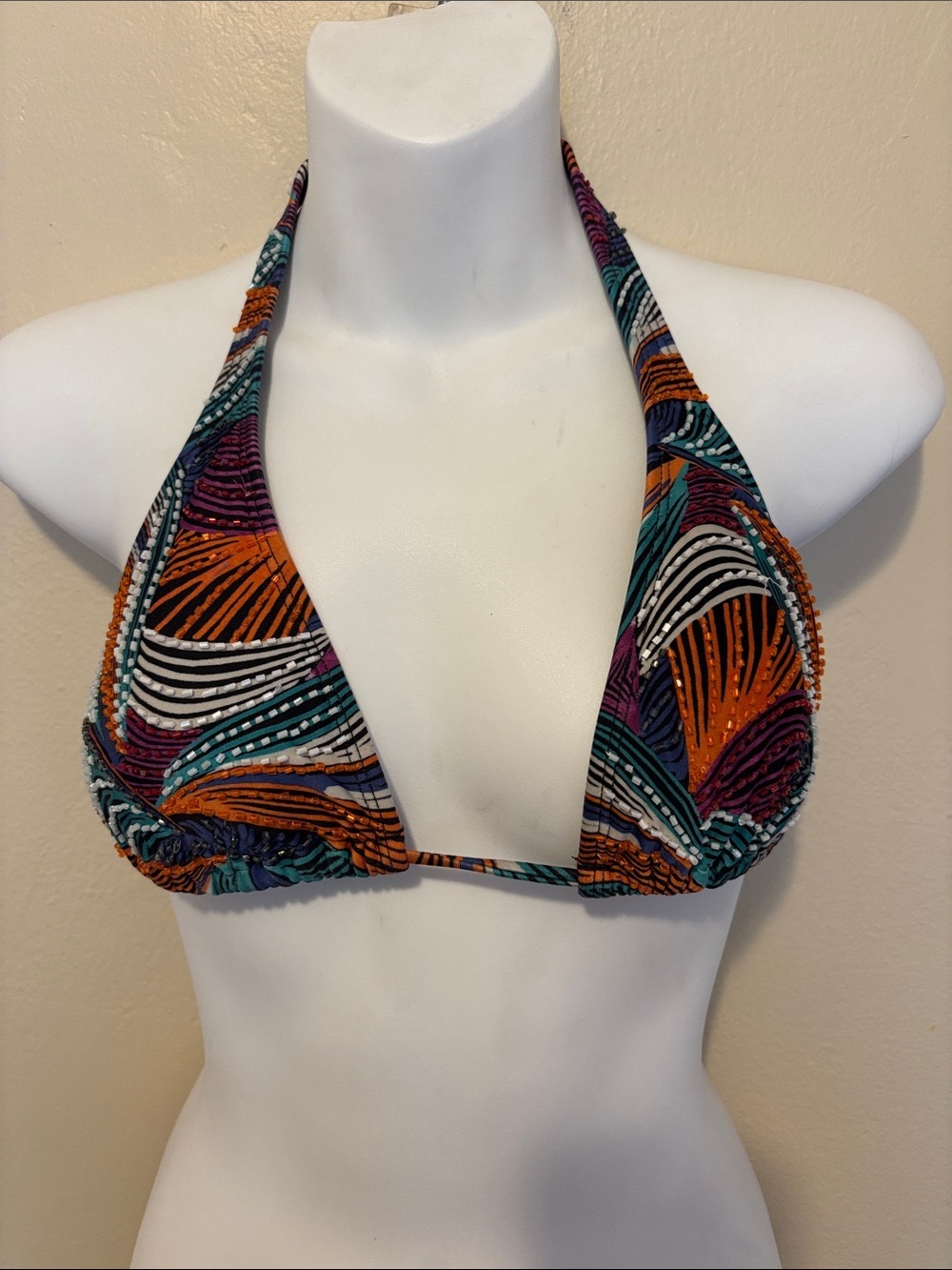 Women’s Multicolor Halter Triangle Bikini Top - Unbranded